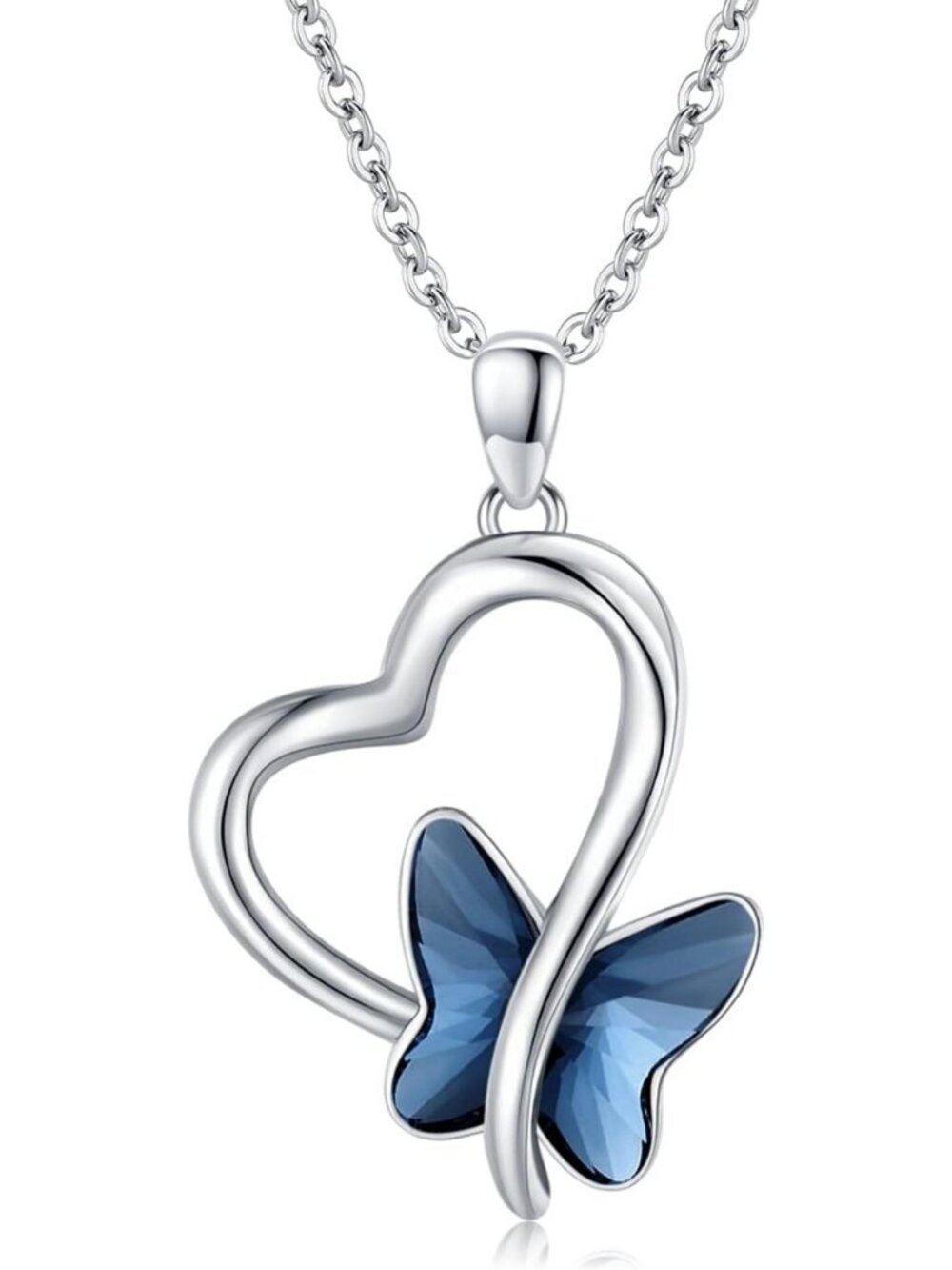 925 Sterling Silver Butterfly Pendant Necklace with Moonstone Crystal - Perfect